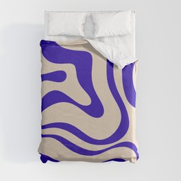 Modern Liquid Swirl Abstract Pattern Square in Cobalt Blue Duvet Cover
