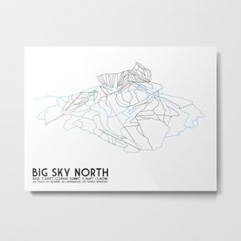 Big Sky, MT - Northern Exposure - Minimalist Trail Map Metal Print | Abstract, Graphic Design, Illustration, Vector 
