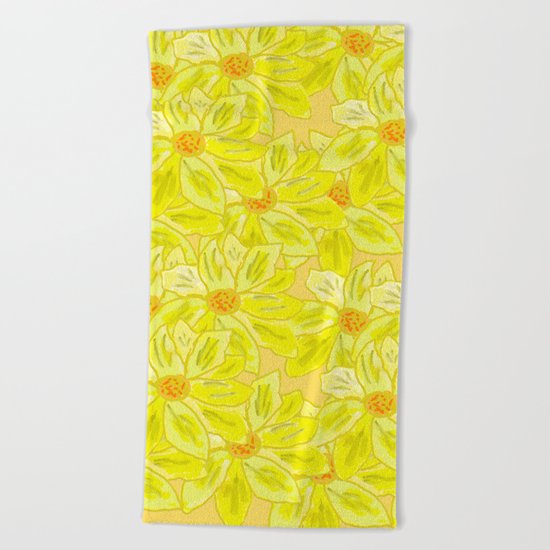 Painted Flower Beach Towel