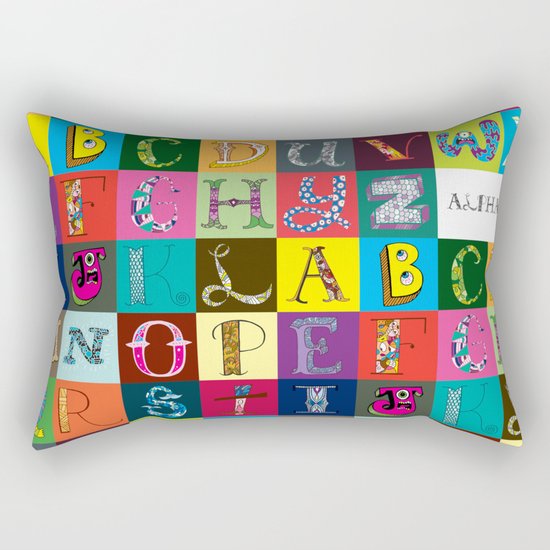 Hand Drawn Alphabet Rectangular Pillow