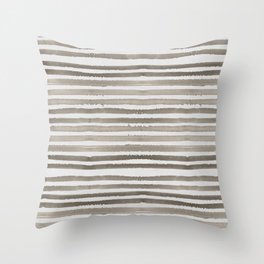 Simply Shibori Stripes Earth Brown on Lunar Gray Throw Pillow