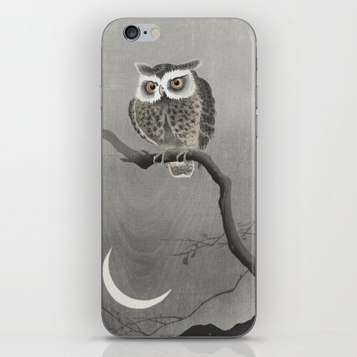 Long Eared Owl on Bare Tree Branch Japanese Print iPhone Skin