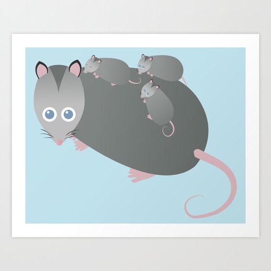 Adorable Mommy Possum Art Print