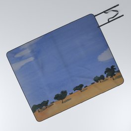 Landscape Painting, Olive Trees, Yellow Fields  Picnic Blanket