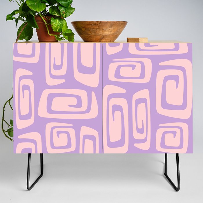 Mid Century Modern Cosmic Abstract 533 Pink and Lavender Credenza