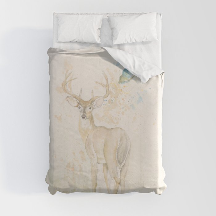 Deer and butterfly Duvet Cover