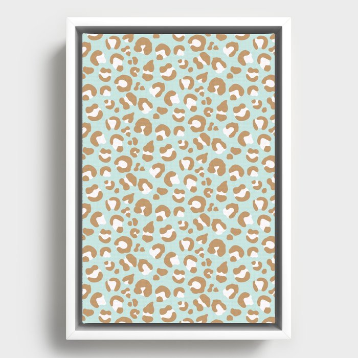 Leopard Print - Mint and Camel Framed Canvas