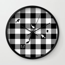 Black and White Checkered Animals Wall Clock