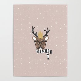 Holiday Deer Illustration Poster