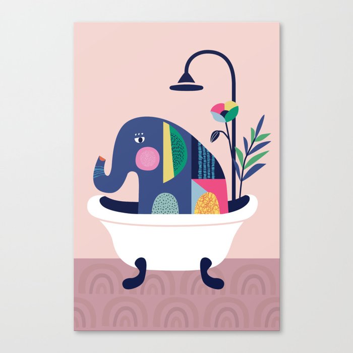 Elephant in the tub Canvas Print