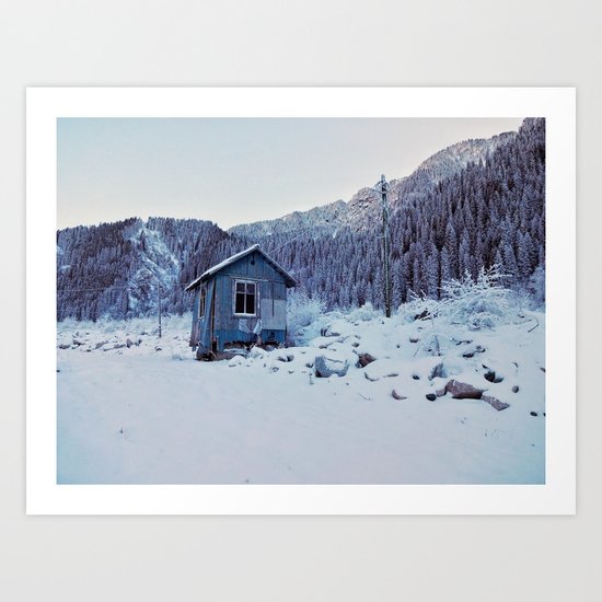 Small house in mountains Art Print