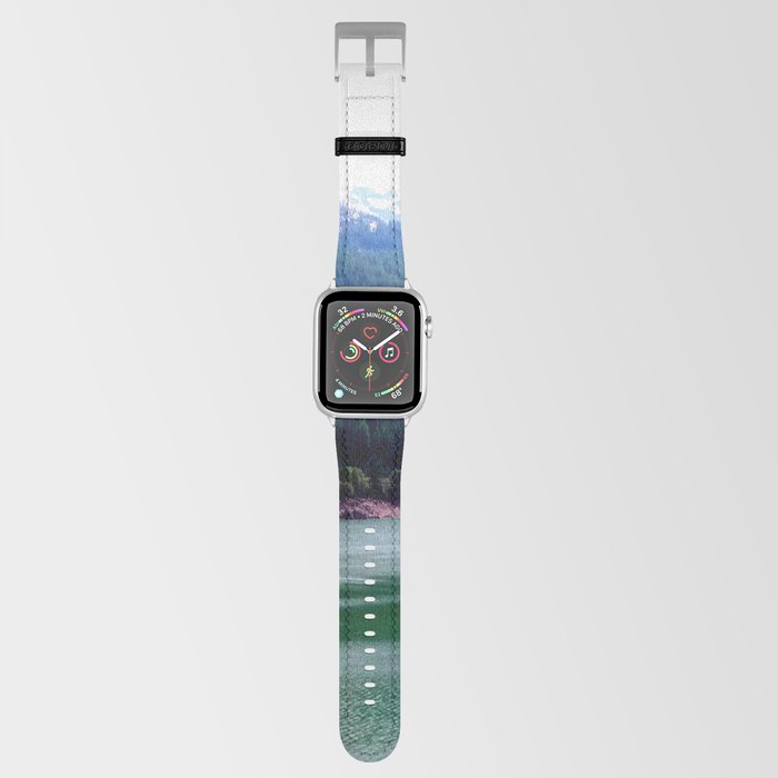 Nature Landscape Green Lake, Mountain, and Trees Apple Watch Band