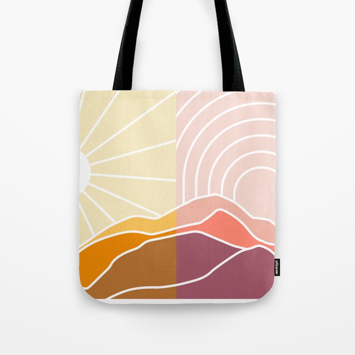 Boho Sun and Rainbow Tote Bag