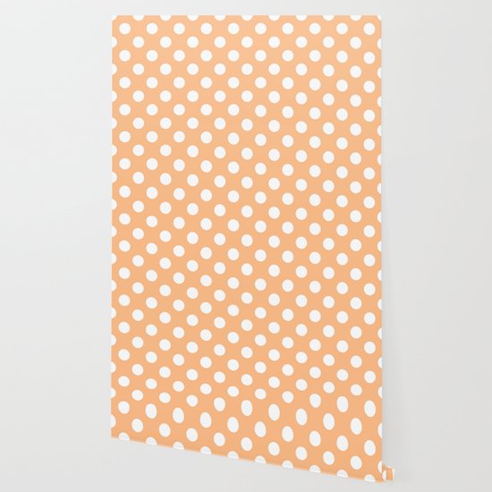 Macaroni And Cheese Pink White Polka Dots Pois Pattern Wallpaper