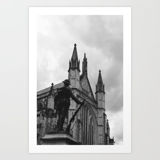 Soldier and cathedral Art Print