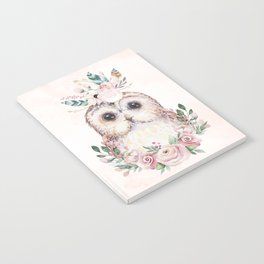 Forest Owl Floral Pink by Nature Magick Notebook