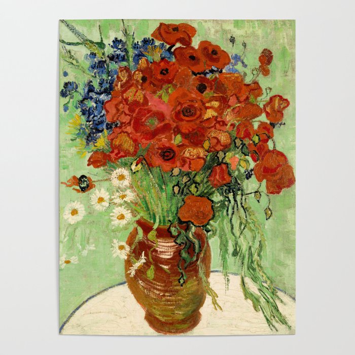 Vincent van Gogh "Still Life, Vase with Daisies, and Poppies" Poster