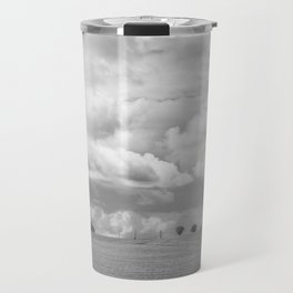 Dark black and white clouds over a Tuscan landscape art print - Italy nature and travel photography Travel Mug