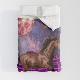 Galactic horse vaporwave art Duvet Cover