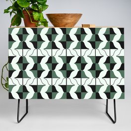 Whale Song Midcentury Modern Retro Arcs Abstract Green Credenza