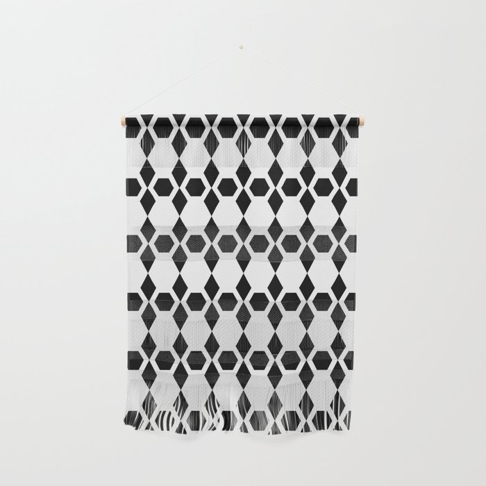 Black and White Honeycomb Pattern Wall Hanging