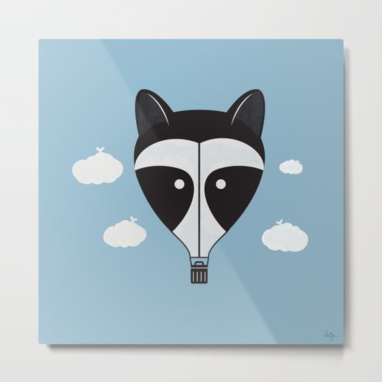 Hot Air Raccoon Metal Print