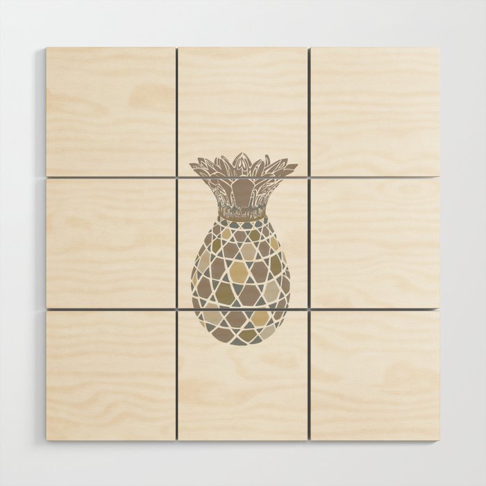 Pineapple Taupe and White Wood Wall Art