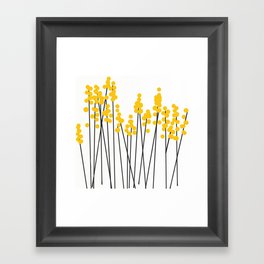 Hello Spring! Yellow/Black Retro Plants on White #decor #society6 #buyart Framed Art Print