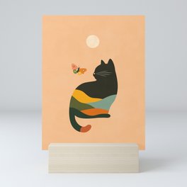 Abstract Cat and Butterfly Mini Art Print