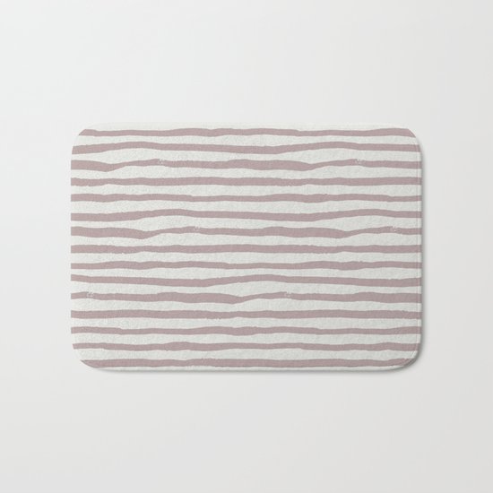 Simply Shibori Stripes Clay Pink on Lunar Gray Bath Mat