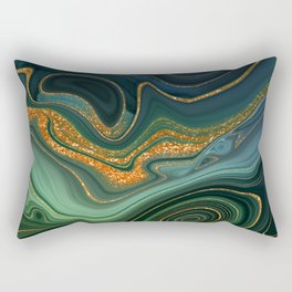 Emerald Gold And Teal Marble Dance Rectangular Pillow