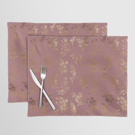 Mauve pink faux gold wildflowers illustration Placemat