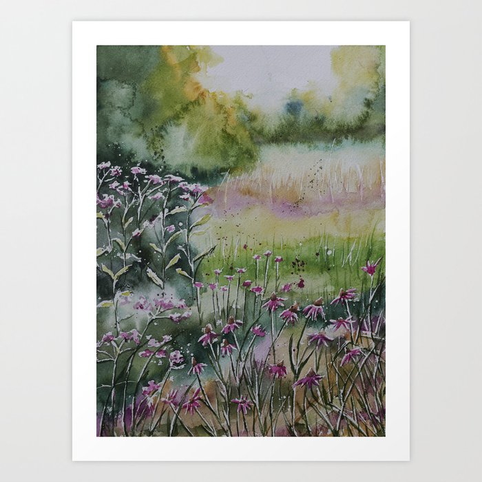 Evening Meadow Watercolour Art Print