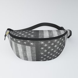US flag in grungy grayscale Fanny Pack