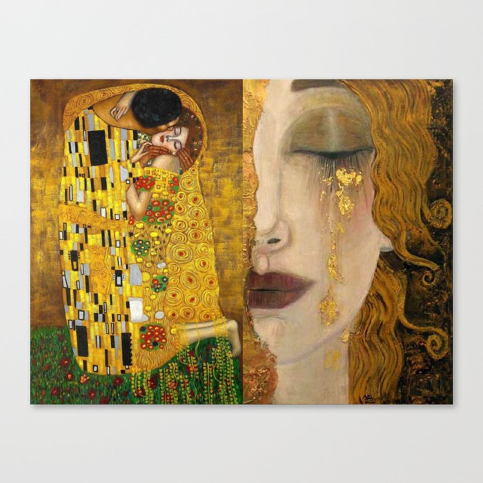 Gustav Klimt portrait The Kiss & The Golden Tears (Freya's Tears) No. 1 Canvas Print