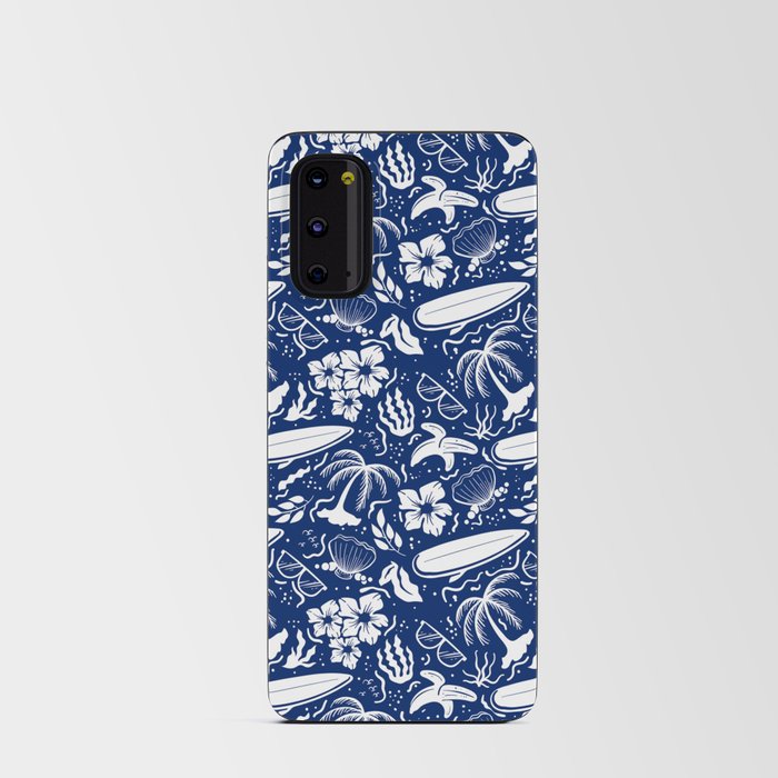 Blue and White Surfing Summer Beach Objects Seamless Pattern Android Card Case