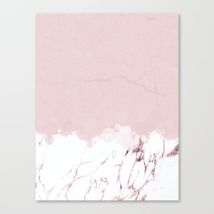 Marble spill on pink concrete Canvas Print