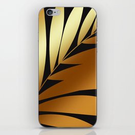 Gold Palm Leaf Abstract Elegant Black Pattern iPhone Skin