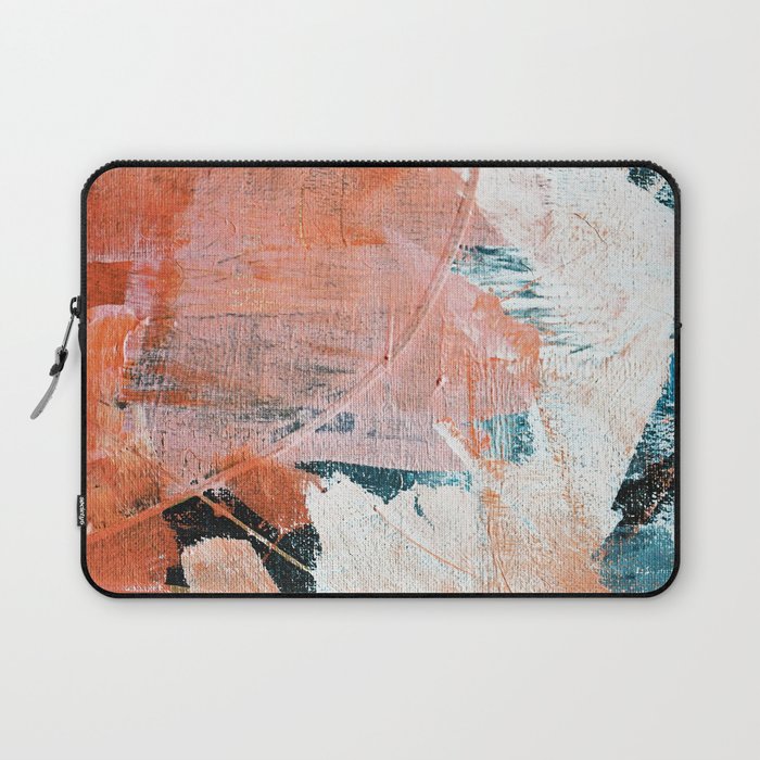 Interrupt [2]: a pretty minimal abstract acrylic piece in pink white and blue by Alyssa Hamilton Art Laptop Sleeve