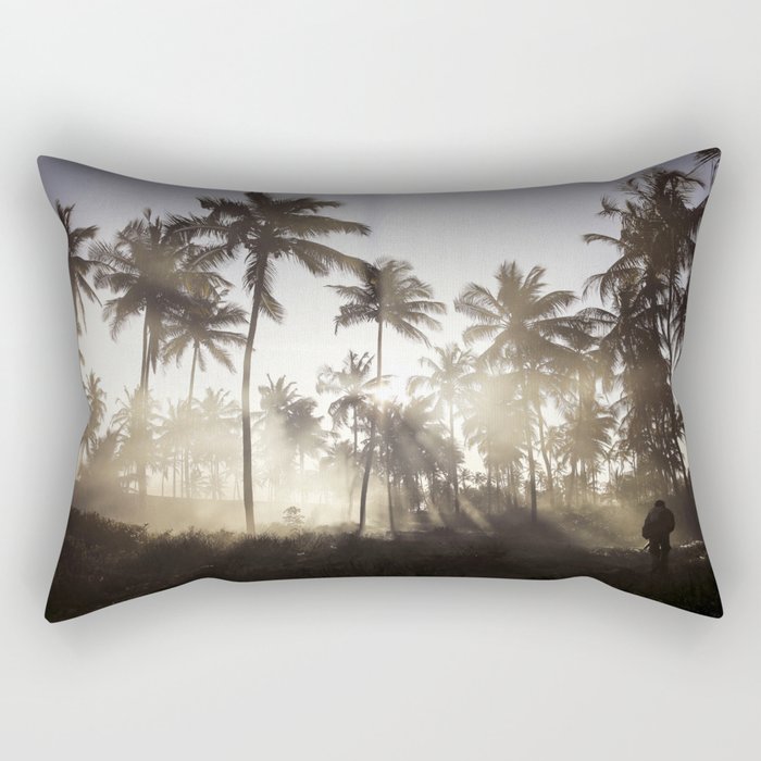Palm Trees in The Sunlight Mist Photograph Rectangular Pillow