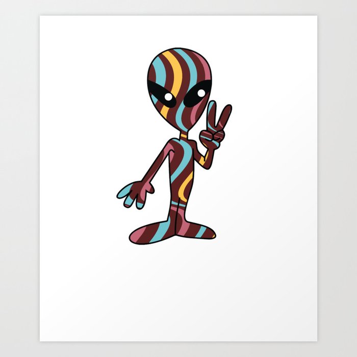 Alien Peace Sign Hand T Shirt Funny Extraterrestrial Ufo Tee Art Print By Teepsy Society6