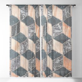 Marble Cubes Sheer Curtain