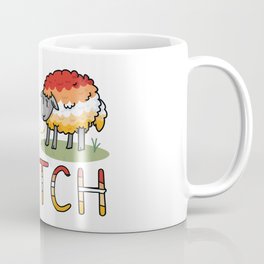 Cute butch lesbian fluffy sheep cartoon vector illustration motif set. Mug