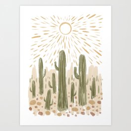 Abstract Cactus Desert Sunrise Art Print