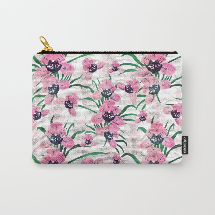 Elegant Pink Orchid flower Hand Paint design Carry-All Pouch