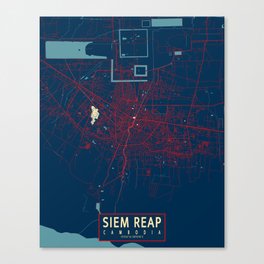 Siem Reap City Map of Cambodia - Hope Canvas Print