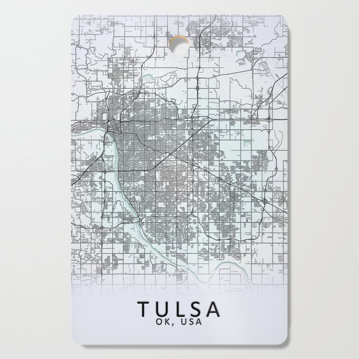 Tulsa, OK, USA, White, City, Map Cutting Board
