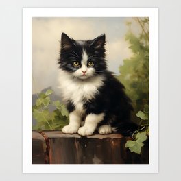 Vintage Cute Cat Art Print