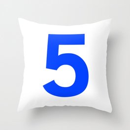 Number 5 (Blue & White) Throw Pillow