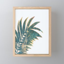 Metallic Blue Palm Leaf Framed Mini Art Print